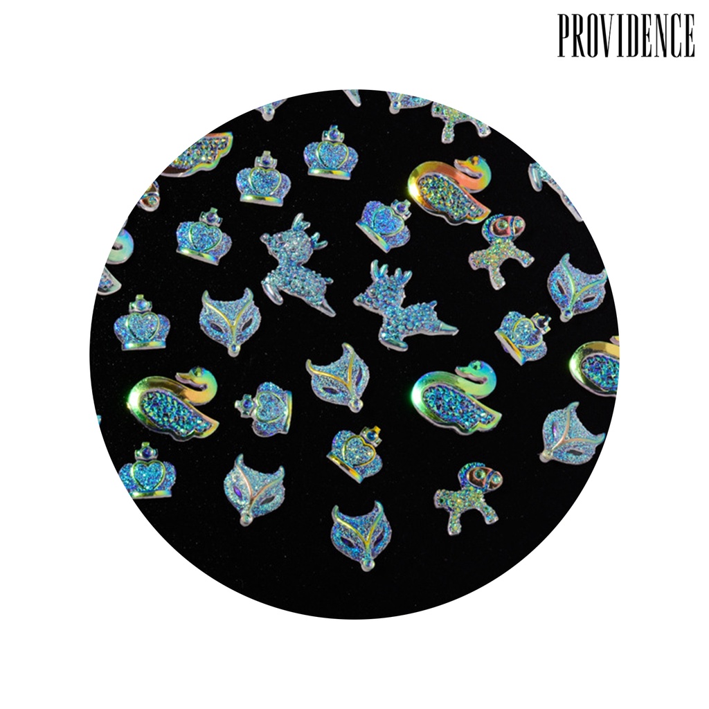 Providence 30Pcs/Pack Nail Decorations Crown Animal Shape Flat Bottom Resin Nail Art Rhinestones Jewelry for Nail Design