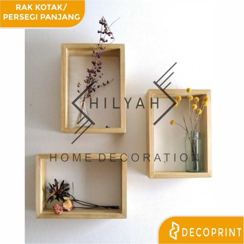 RAK DINDING GANTUNG KOTAK MINIMALIS KAYU JATI BELANDA RAK DINDING GANTUNG PERSEGI PANJANG MINIMALIS