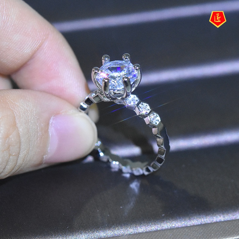 [Ready Stock]Classic Personality Hexagonal Moissanite Ring