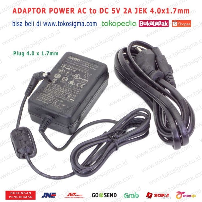 ADAPTOR 5V 2A SANYO POWER AC TO DC 5V 2000mA jek plug 4.0x1.7 mm