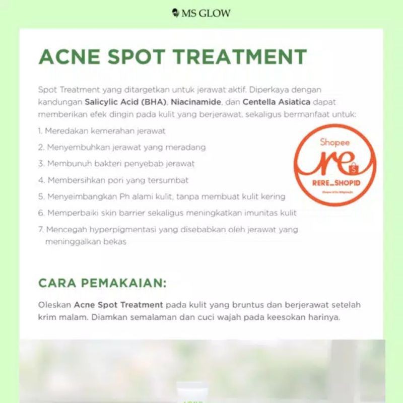 Acne Spot MS Glow Original asli Saleb perawatan wajah Berjerawat BISA COD