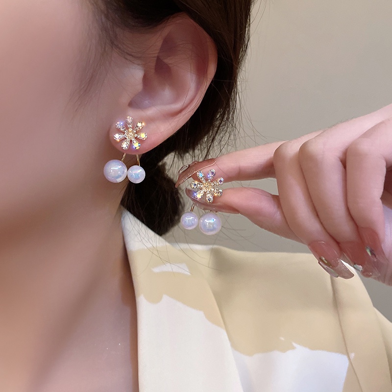 Anting Mutiara Bunga sparkle Warna-Warni Untuk Wanita Aksesoris Telinga Korea