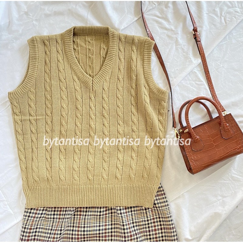 Vest Rajut Delmi | Rompi Rajut V Neck-1