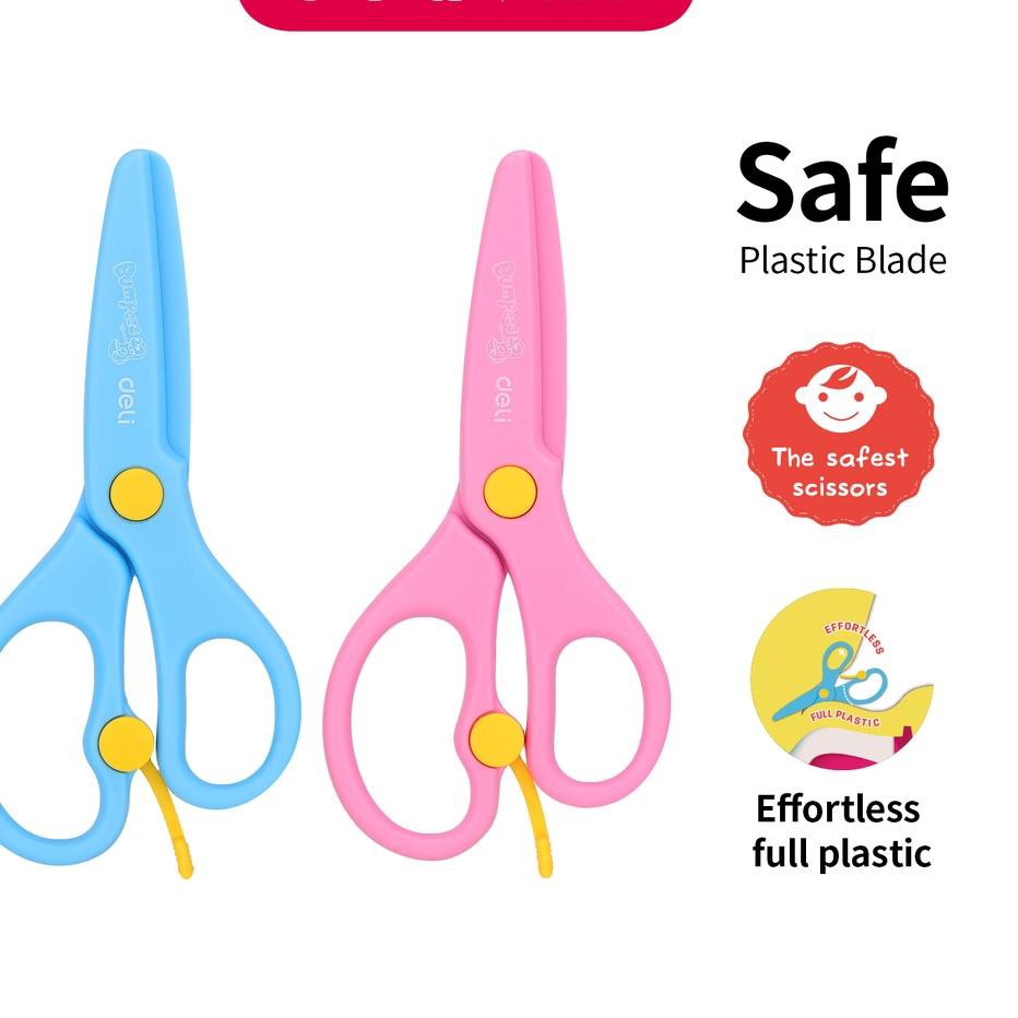 

5.5 Promo Brand Deli Gunting Anak Plastik Deli ED60402 tip tumpul untuk penggunaan yang aman desain