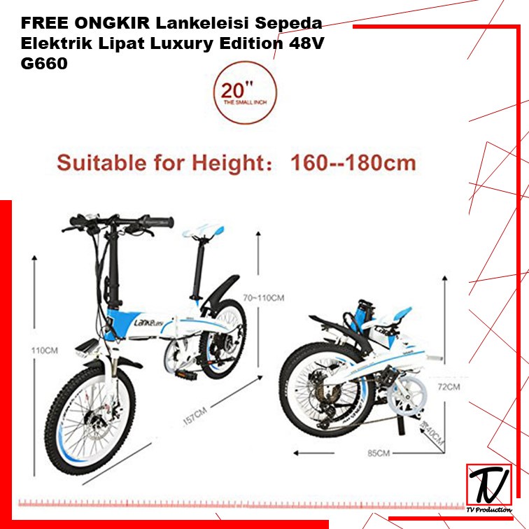 FREE ONGKIR Lankeleisi Sepeda Elektrik Lipat Smart Moped Luxury Edition 48V G660