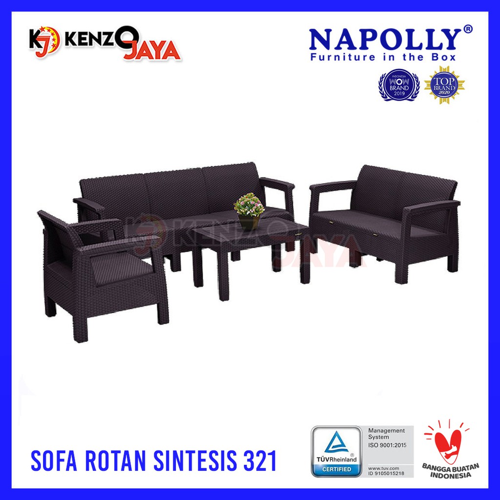 Sofa Rotan Sintesis 321 NAPOLLY + Meja