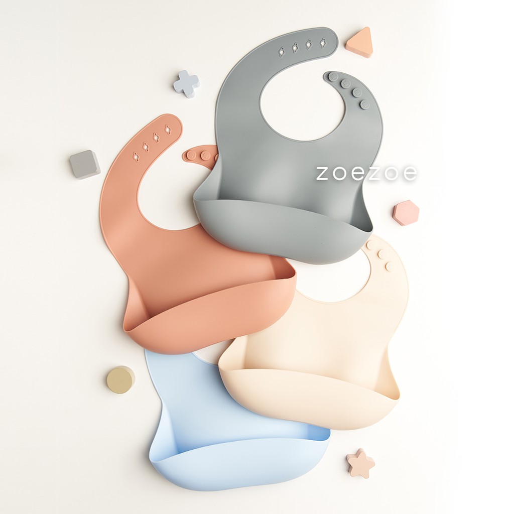 ZOEZOE Silicone Bib / Slabber Premium Celemek Makan Bayi Bahan Silikon