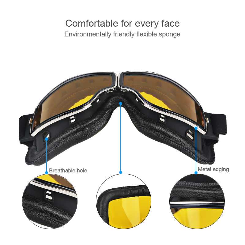 Kacamata Goggles Classic Vintage Harley UV Protection / Kacamata Google Gogle Gogel Googles Goggle Goggles Cross Trail Scoot Ski Snail /Kacamata Berkendara Motor Cross Cros Kros Klx Jpx Pria Laki Laki Anti Debu Retro Anti Silau Clasik Klasik Outdoor Spor