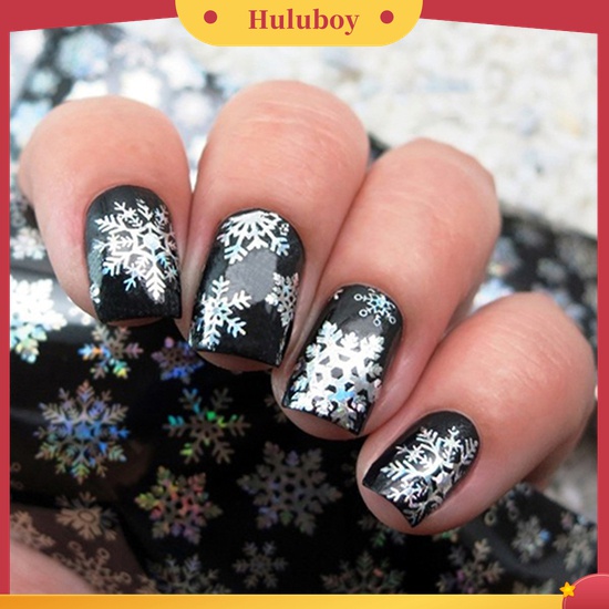 Huluboy Huluboy♡ 1 Lembar Stiker Kertas Foil Transfer Motif Snowflake Natal Untuk Dekorasi Nail Art DIY