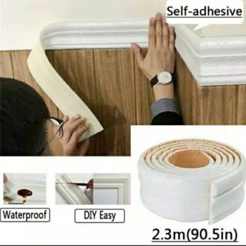 READY  Sticker dinding 3 dimensi waterproof/list moulding