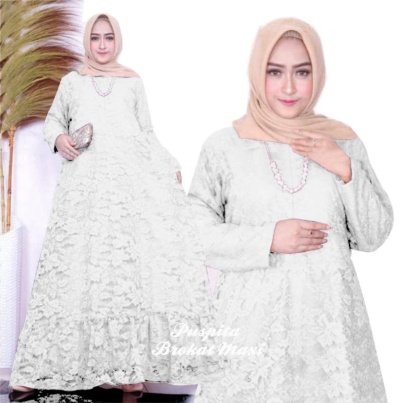 Gamis Gede Terbaru SIZE L XL XXL 5XL LD 140 Maxi Dress Full Brukat Busui Murah Maxi Dress Brukat Pre