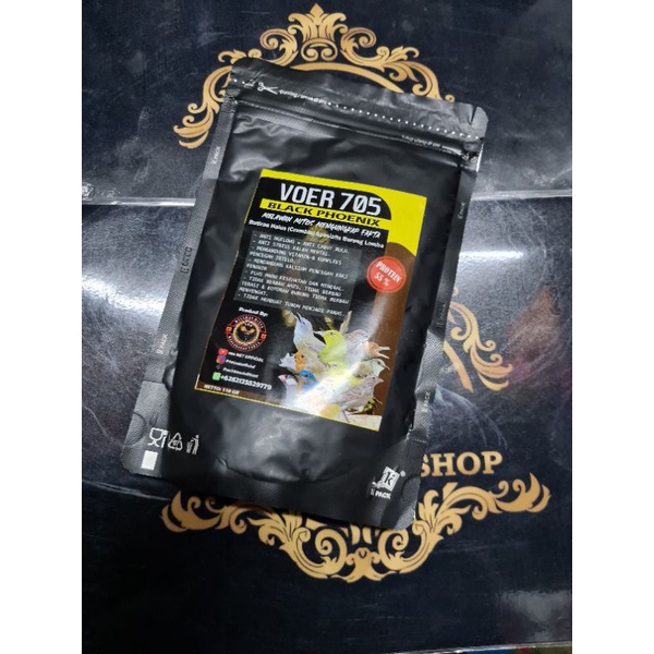 voer 705 black phoenix 110gr pur butiran halus hitam pakan burung muray kacer pleci cucorowo anis lomba gacor siap mental