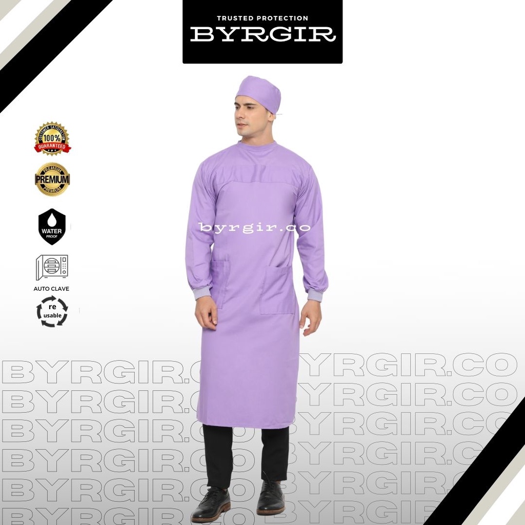 BYRGIR SURGICAL GOWN OXFORD KATUN WATERPROOF ANTI AIR GAUN BEDAH SAKU DOKTER JUBAH OPERASI SERAGAM