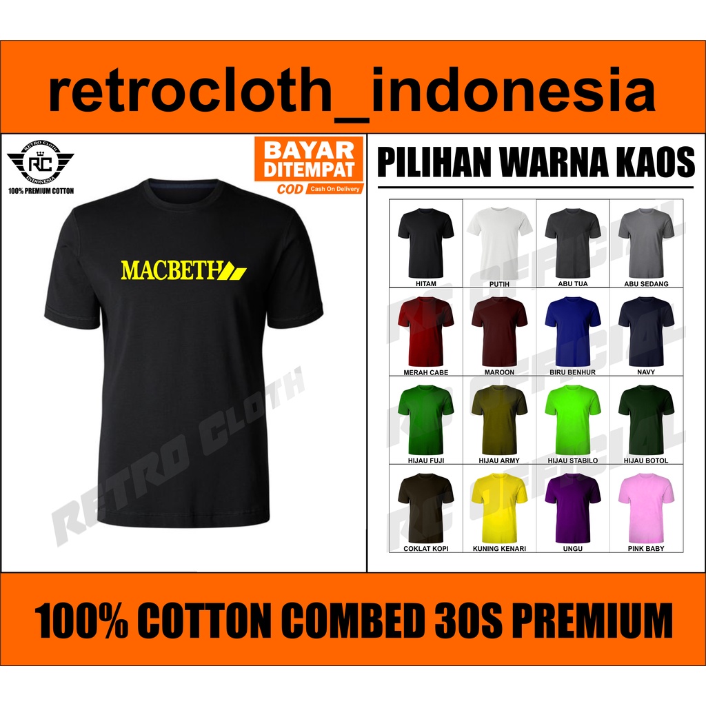 Kaos Tshirt Baju MACBETH / 1 / Kaos Tshirt Baju Pria / Kaos Tshirt Baju Wanita / Kaos Tshirt Baju Co