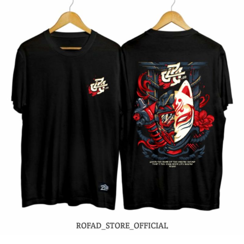 ROFAD TSHIRT | Kaos pria wnita terbaru | T-shirt Kitsune Hitam Terlaris Combet 30s