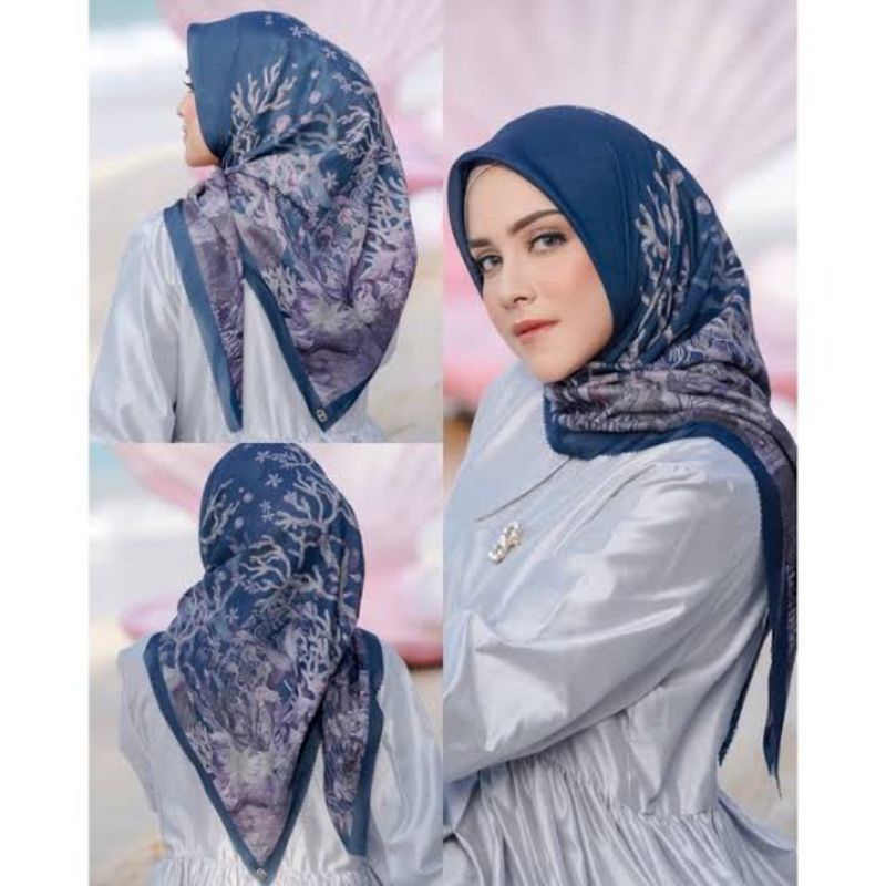 preloved 1x pakai MULUS ❤️ Disney mermaid deep ocean VOAL buttonscarves button scarves BS buttonscar
