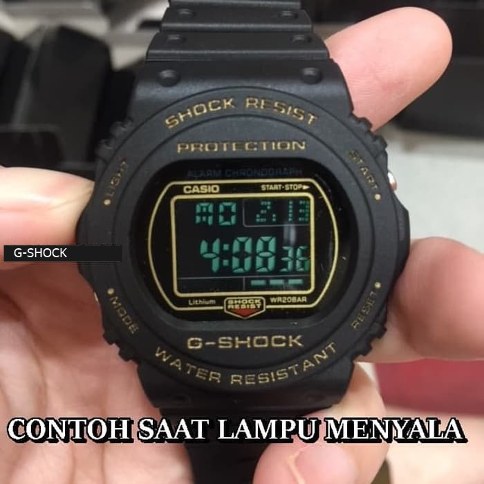 JAM TANGAN PRIA G-SHOCK CASIO DW 5700 BULAT LIST GOLD