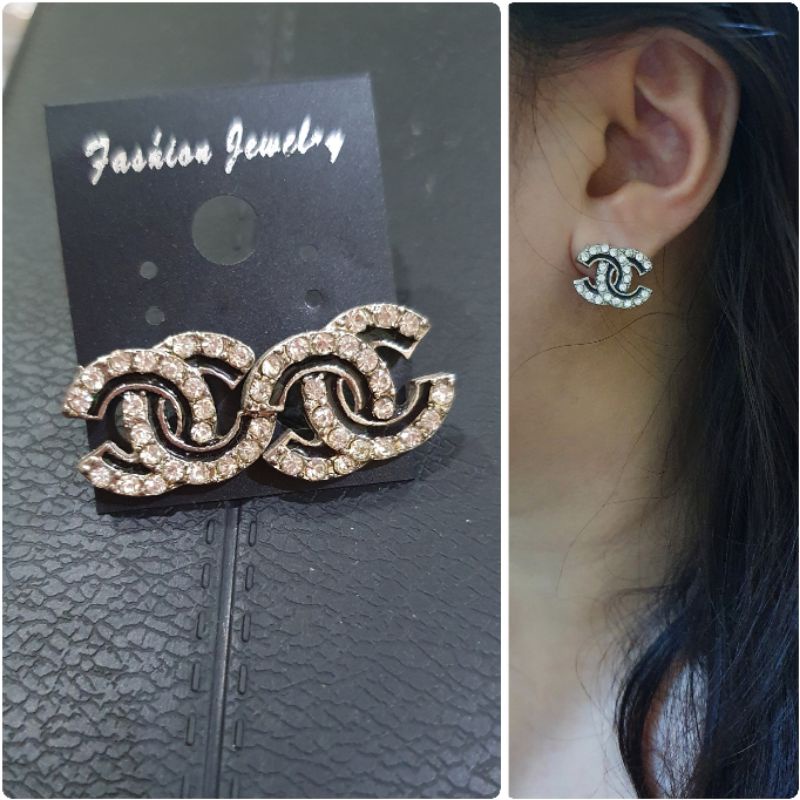 Anting  fashion Channel Mata Kilau Premium Quality Tidak Karatan Anting Blink Blink Fashion At1