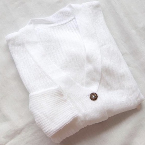 CARDIGAN RAJUT WANITA || KARDIGAN BASIC POLOS CEWEK CROP CARDY WILLY PREMIUM || OUTER KNITTED CARDI-Putih