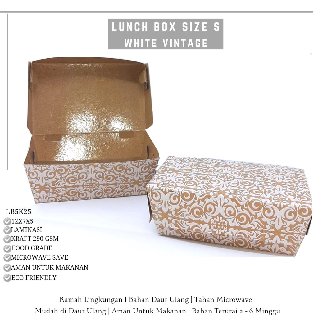 Paper Lunch Box Small Lunch Box Set (LB5K25-12X7X5 Cm)