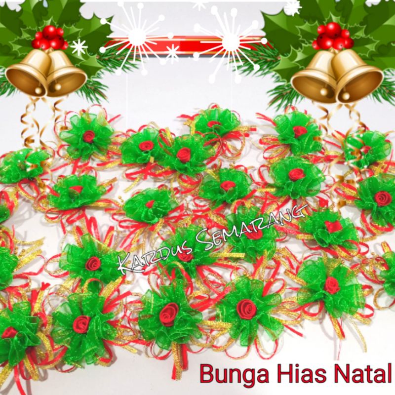 

READY SIAP KIRIM BUNGA HIAS TEMA NATAL (PER PCS) UK. KURLEB 7CM
