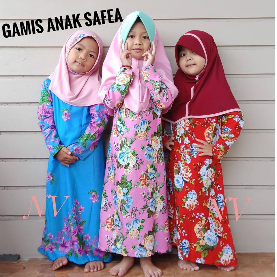 BAJU ANAK GAMIS MOTIF SAFEA UK M ( UMUR 3 - 5 TAHUN )