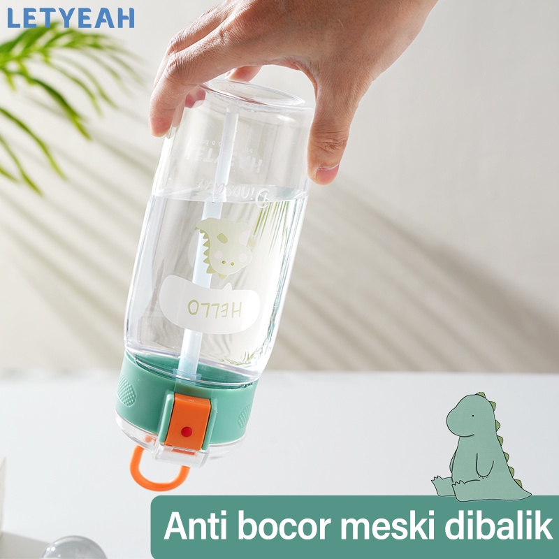 letyeah 500ml Botol minum anak anti tumpah karakter lucu/botol air minum sedotan portable/BPA free