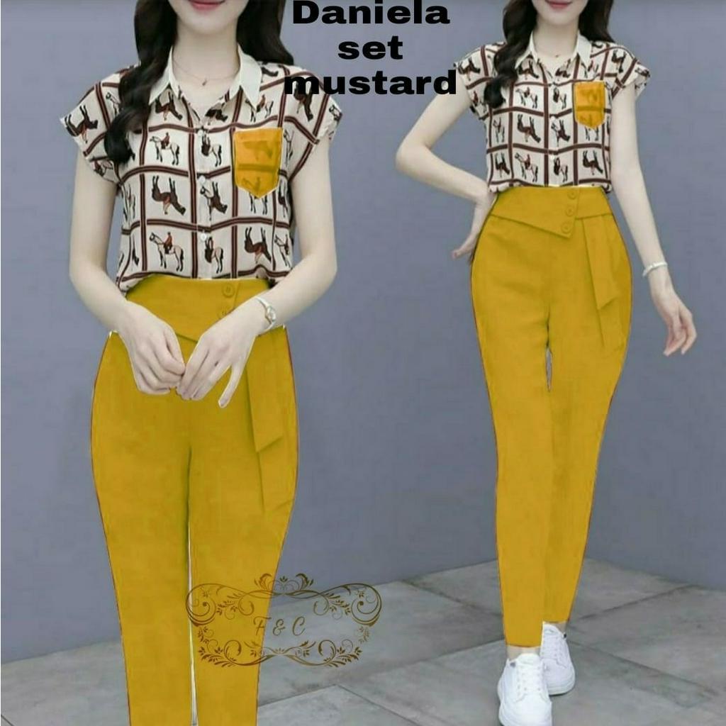 PCS SET DANIELA UKURAN M L XL BAHAN BABYTERRY FE SETELAN ATASAN DAN CELANA