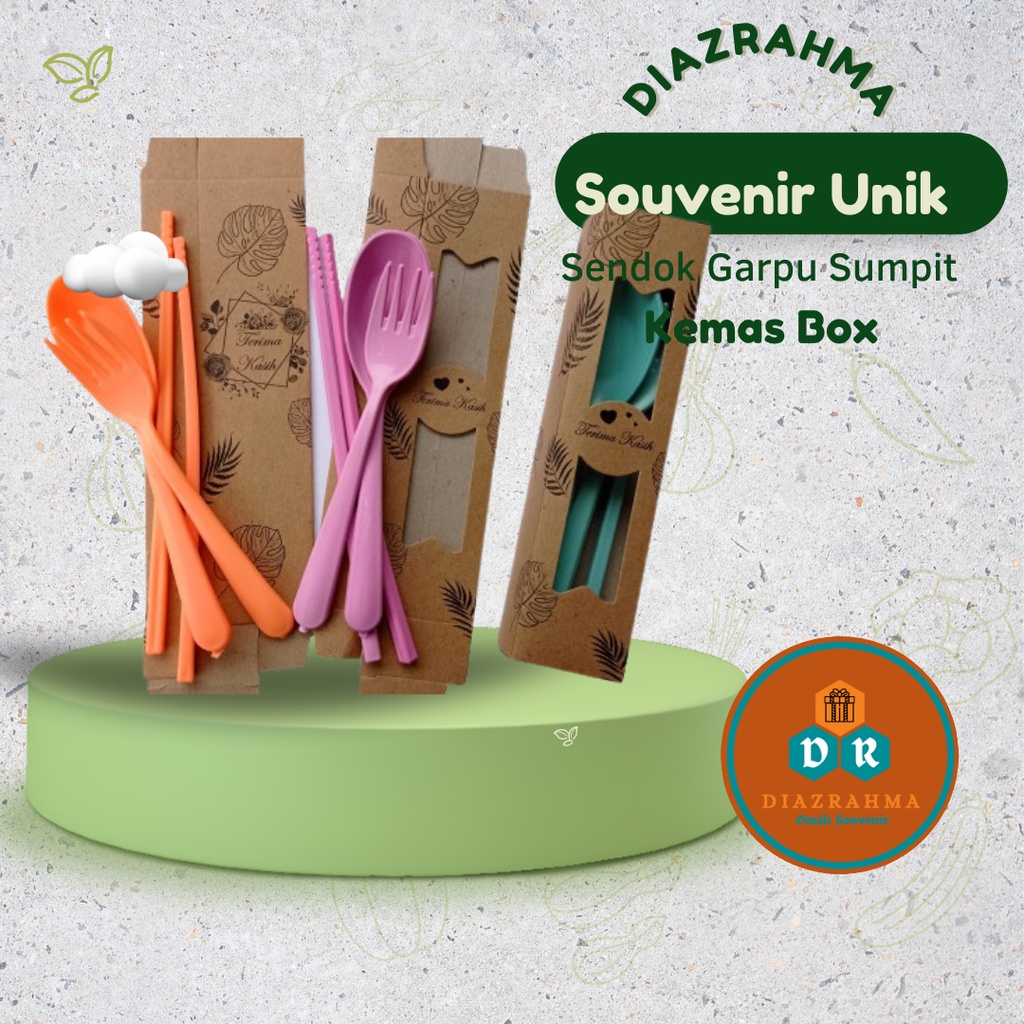 Souvenir Sendok Garpu Sumpit Kemas Box Motif