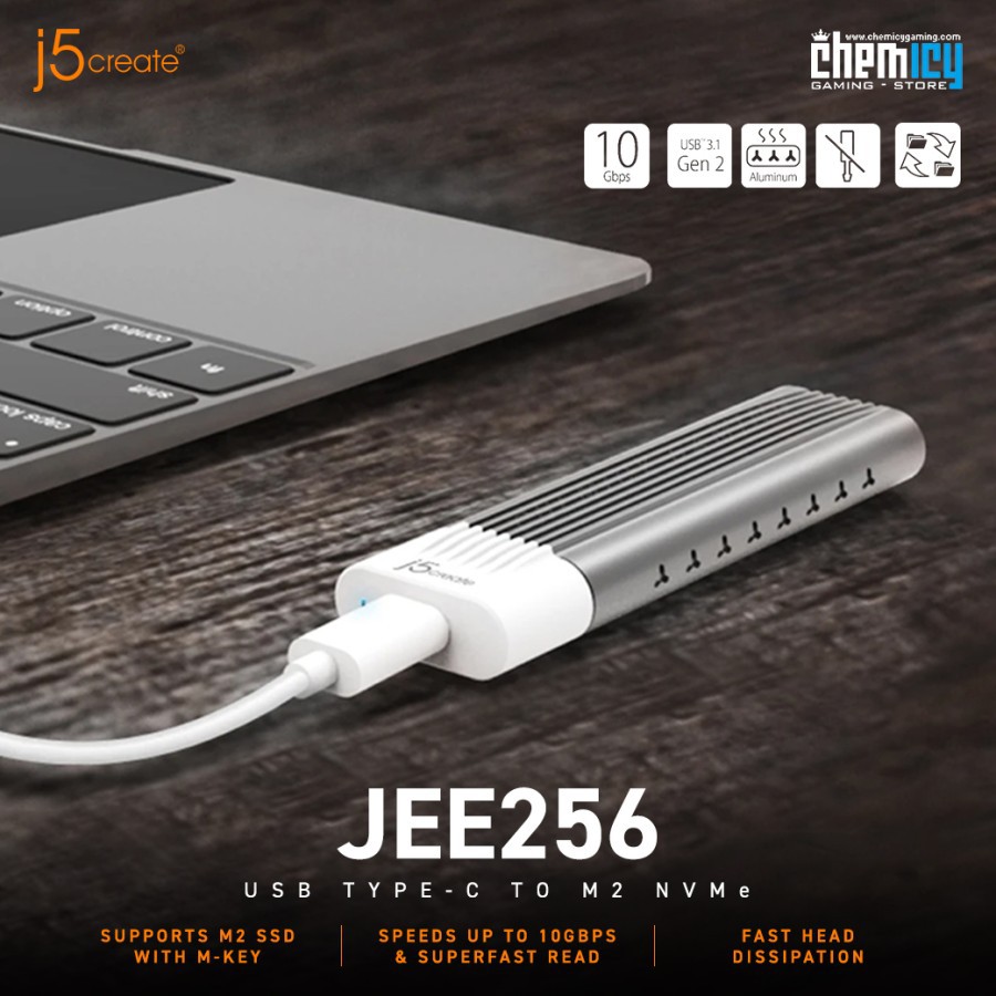 j5Create JEE256 USB Type-C to M.2 NVMe SSD Enclosure