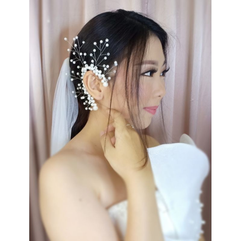 Earpiece aksesoris rambut telinga headpiece wedding