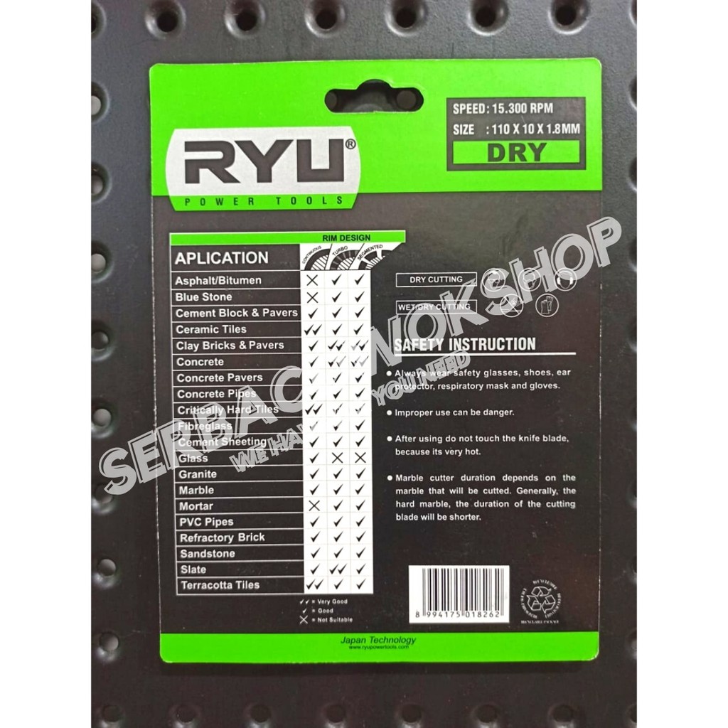 RYU Mata Potong Keramik Granite Beton 4 Inch 100 mm Diamond Wheel Dry - Wet Harga Satuan Termurah Berkualitas