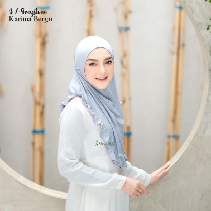 Alya hijab by naja Karima bergo instan premium kekinian terlaris-Grey stone