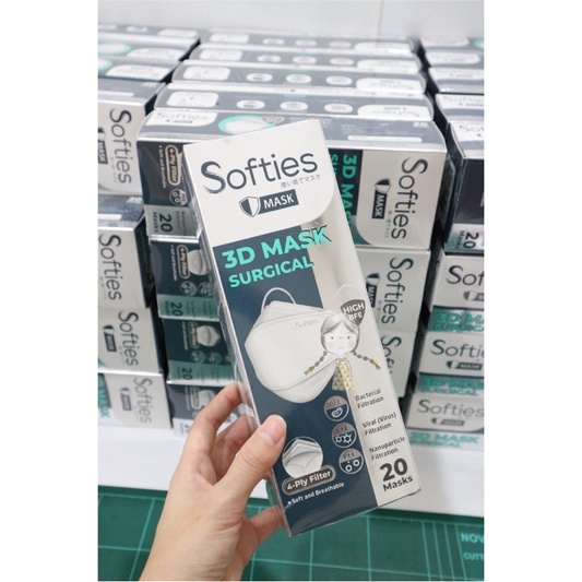 SOFTIES SURGICAL MASK 3D - 4ply READY BOX/ SACHET  | Masker softies 3D | Masker medis - littlesassyh