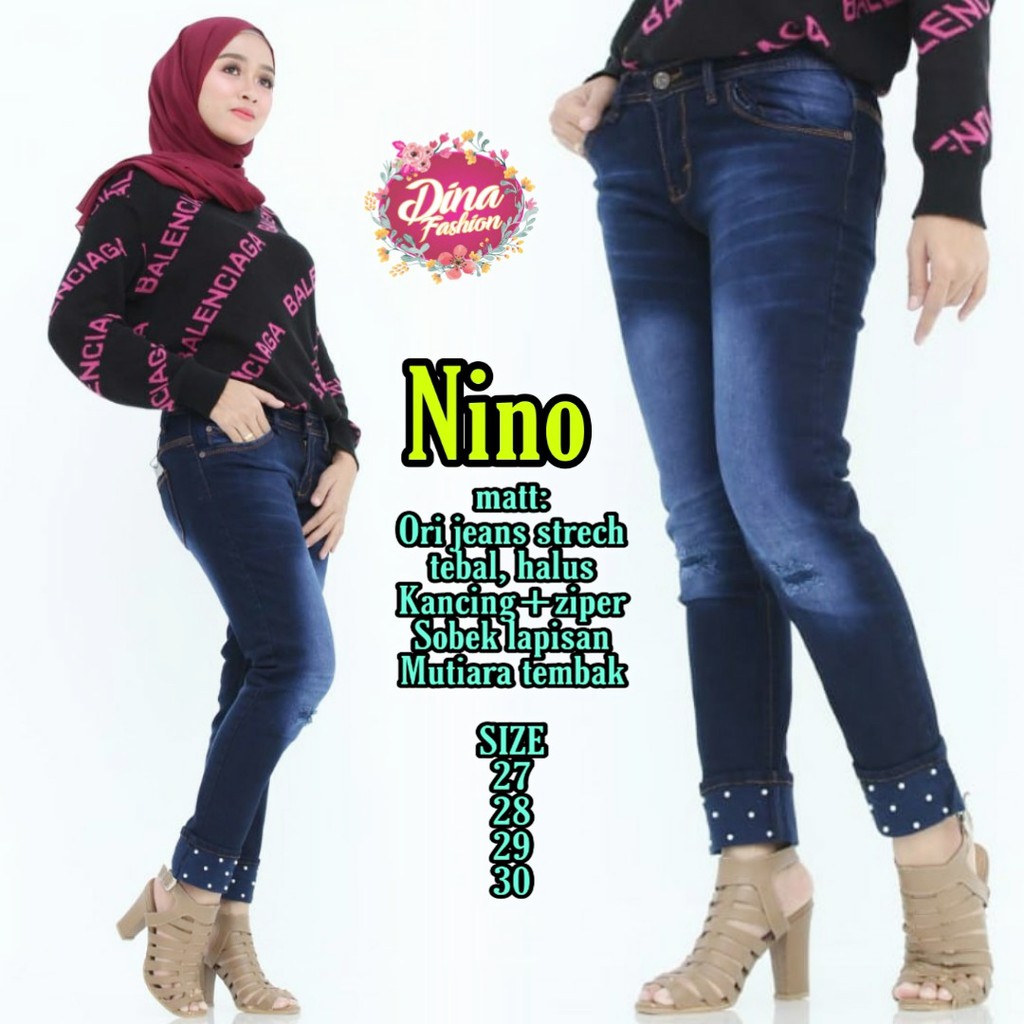 Celana Jeans Wanita Ripped NINO / Celana Jeans Strech