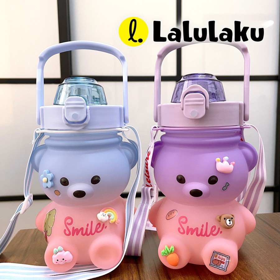 Botol Minum Anak Bear Beruang Gradasi Viral Gemoy 1100ml Stiker 2D &amp; 3D