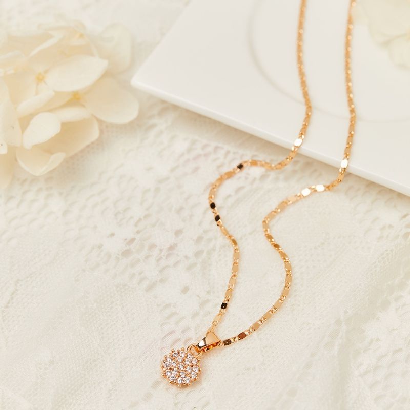 Kalung Wanita Liontin Bulat Full permata Kalung Anti Karat Kalung Xufing Kaling Emas Wanita
