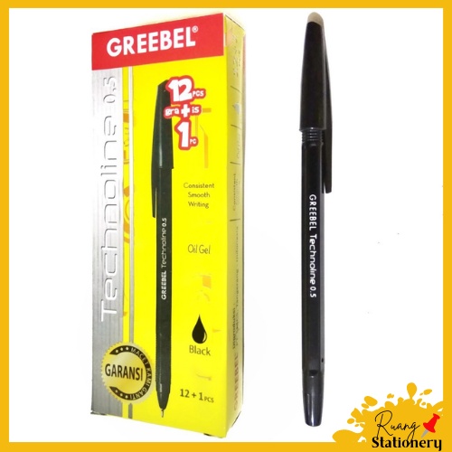 

Pena / Ballpoint Technoline by GREEBEL 0.5 Hitam [1 Kotak Isi 12Pcs]
