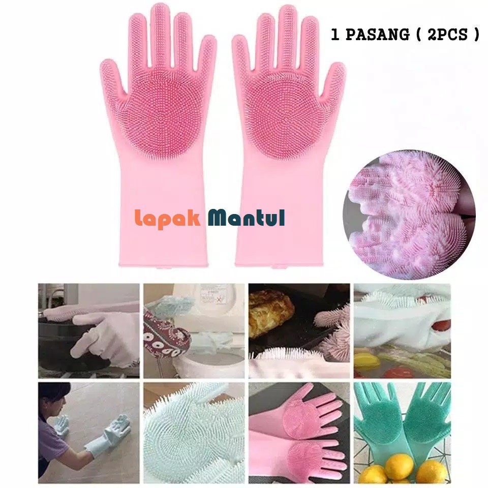 LM-0098 Sarung Tangan Cuci Piring Silikon Serbaguna Tebal Tahan Panas - Silicone Cleaning Gloves