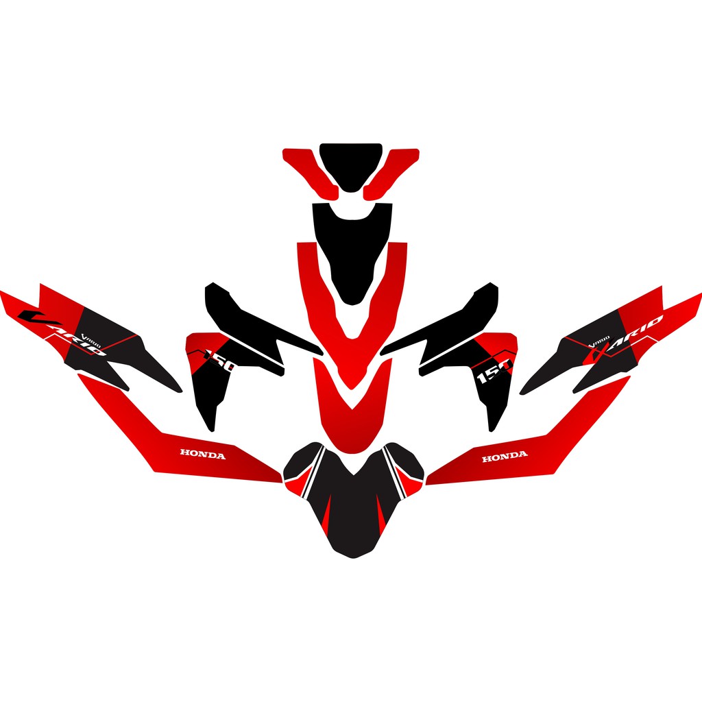 Lis Sticker Body Full Vario 125 150 New Led Grafis Simpel Merah Hitam