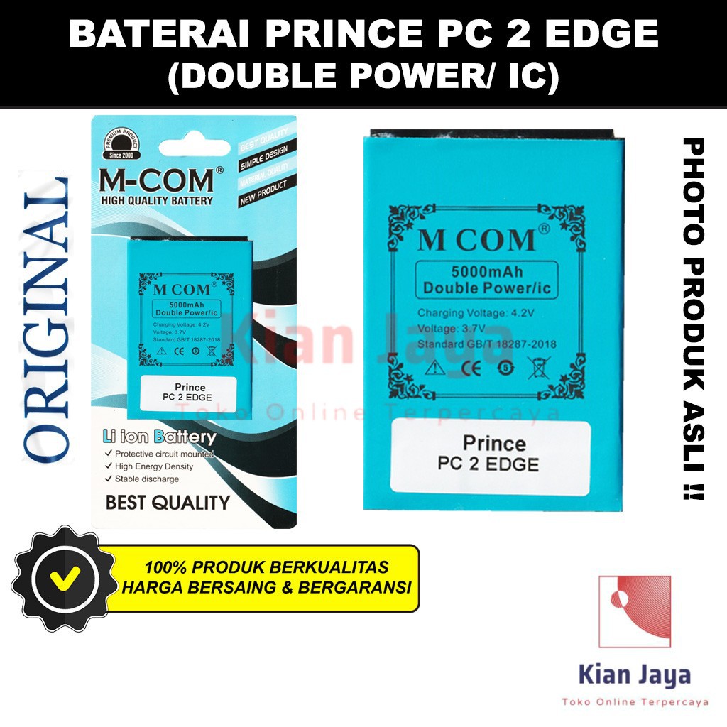MCOM Baterai Hp Prince PC 2 EDGE Original Double Power Batre Batrai Battery Ori