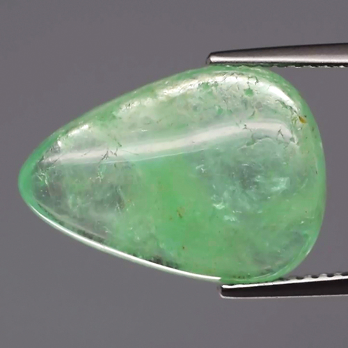 Certified Pear Cabochon 7.38ct 17x12.5x5mm Natural Green Emerald, Muzo Colombia EM106