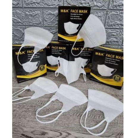 Masker duckbill  3 ply M&K 50 pcs ,hitam dan putih