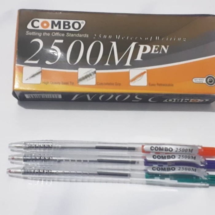 Pulpen Hitam Merk Combo Ballpoint Pen Plastik Combo 2500 M