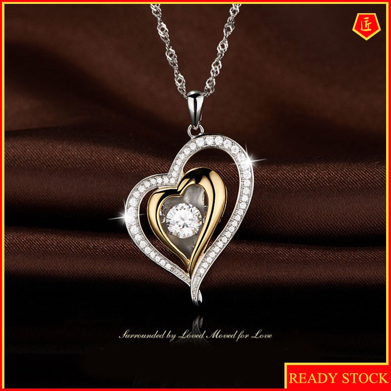 [Ready Stock]Elegant Heart-Shaped Lady Zircon Pendant Korean Style Fashion