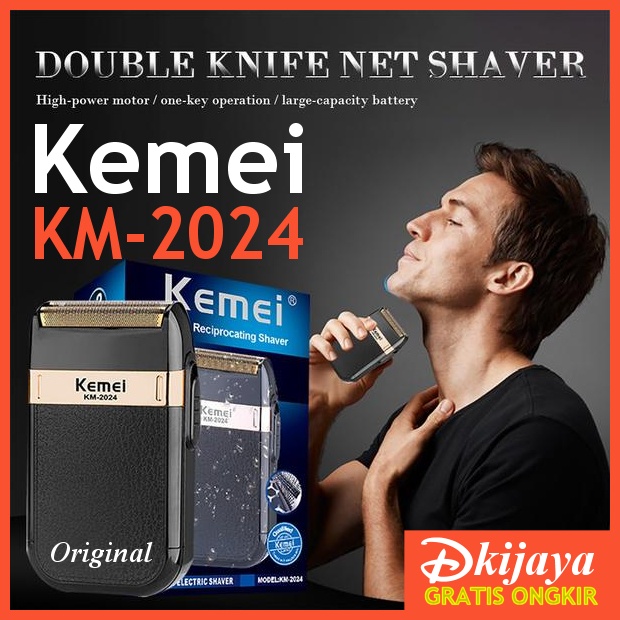 Alat Cukur Kumis Jenggot Botak Elektrik Original Kemei 2024 KM2024 USB Wet and Dry Shaver