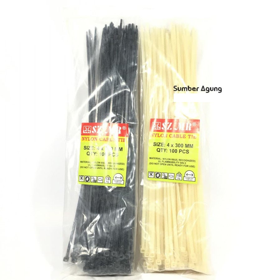 Kabel Tis 30cm Kabel Pengikat Merk SZMR Nylon Cable Tie 4x300mm 100pcs