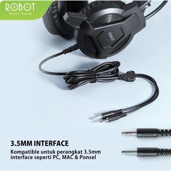 Headphone Gaming ROBOT RH-P10 Double Jack Audio With Mic