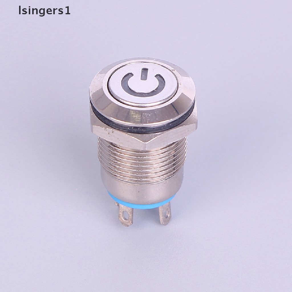 (lsingers1) Tombol Tekan 12mm 12V Bahan Metal Anti Air Dengan Lampu LED Power Supply