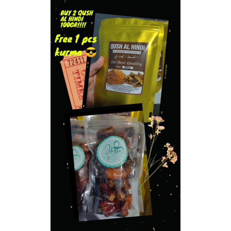

BIG PROMO!!! BUY QUSH AL HIND 2 (100GR) FREE 150GR KURMA KHALAS